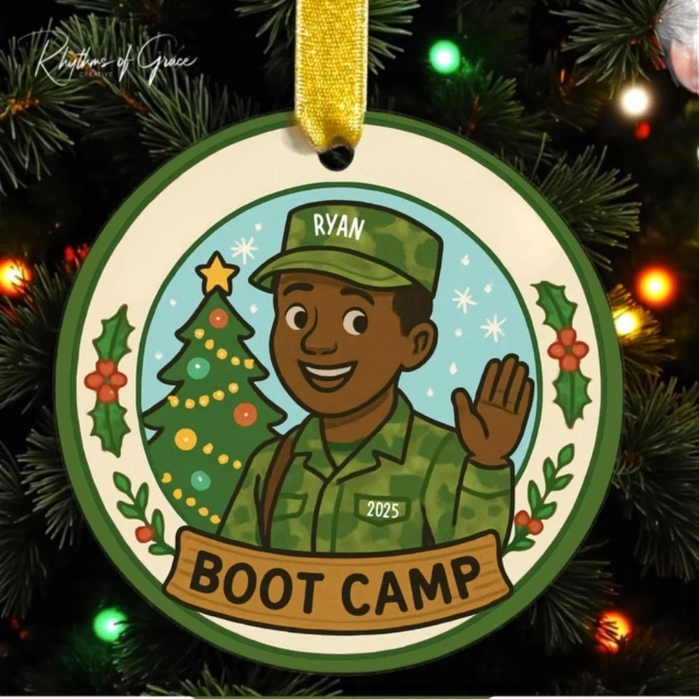 First Christmas at Boot Camp, Military Ornament, Personalized Recruit Keepsake